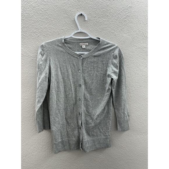 Merona Womens Sweater Size XS Gray Long Sleeve Button Up Lightweight - Picture 1 of 10